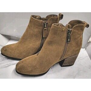 Women's Blondo Sienna Camel Waterproof Suede Boots Zip Both Sides - Size 7.5M